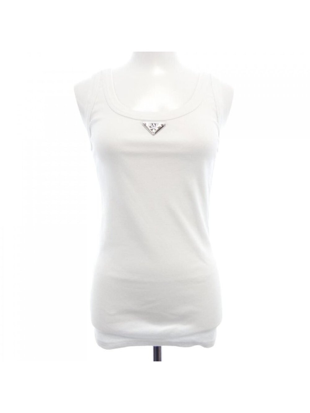 Prada Triangle Logo Rib Knit Jersey Tank Top Sweater